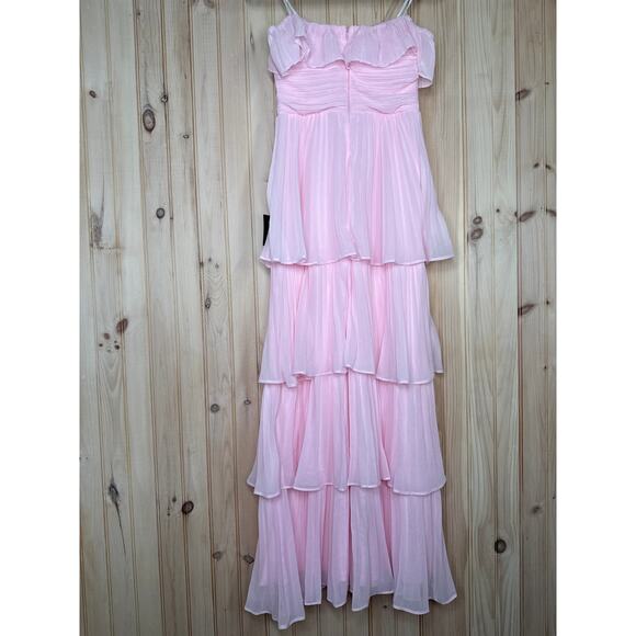 NWT Lulus Always Remarkable Pink Pleated Off-the-Shoulder Maxi Dress Banquet M - Picture 5 of 8